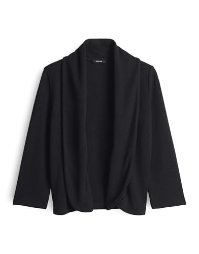 OPUS Damen Langarmshirt | Shirtjacke Sandrine Breeze Regular in Feinstrick Optik Black, 42 von OPUS