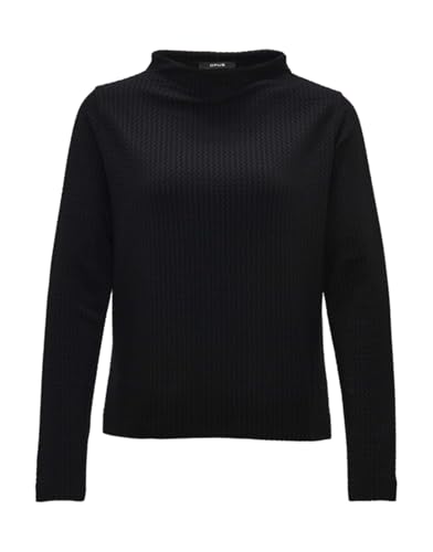 OPUS Damen Langarmshirt | Strukturiertes Shirt SUFU Regular aus Viskose Mix Black, 38 von OPUS