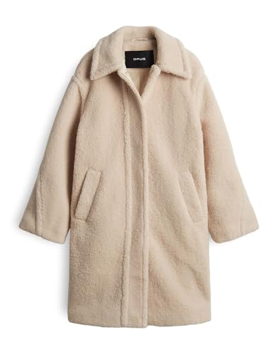 OPUS Damen Mantel | Heddy Regular Teddymantel aus recyceltem Polyester Macadamia, 38 von OPUS