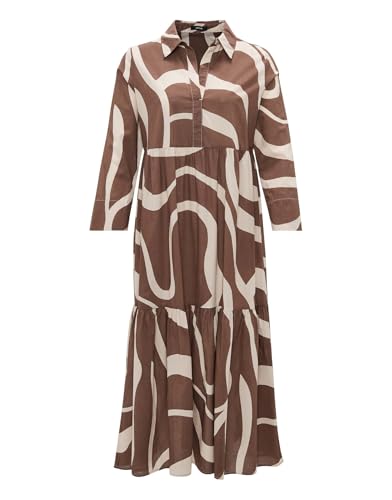 OPUS Damen Maxikleid | Hemdblusenkleid WERANO Flow A-Linie aus BCI Cotton Cocoa, 36 von OPUS