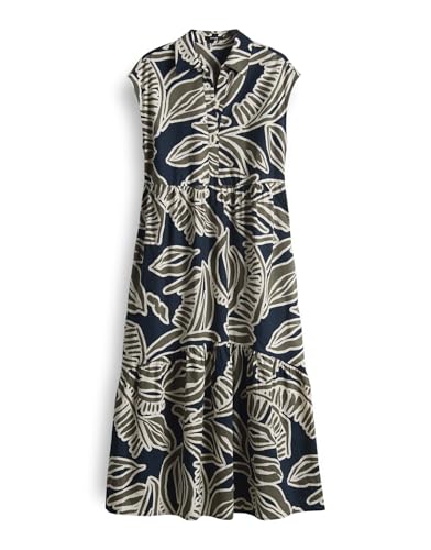 OPUS Damen Midikleid | Printkleid WERISA Tropical A-Linie mit Volantstufen Olive Leaf, 38 von OPUS