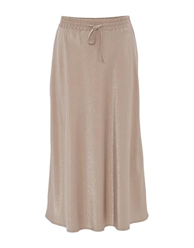 OPUS Damen Midirock | Satinrock RAWI A-Linie aus glänzendem Viskose Mix warm Taupe, 36 von OPUS