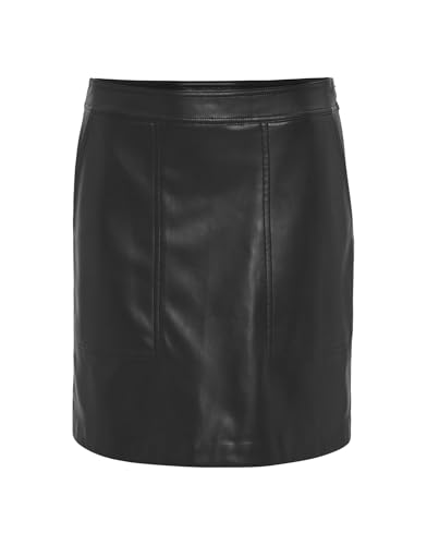 OPUS Damen Minirock | Minirock RELVINA Edgy A-Linie in Lederoptik Black, 36 von OPUS