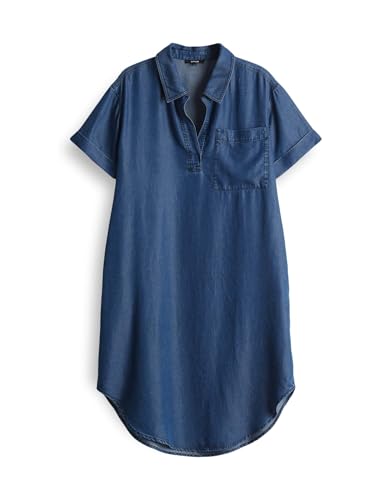 OPUS Damen Minikleid | Hemdblusenkleid WASYA Regular aus weichem Tencel mid deep Blue, 42 von OPUS