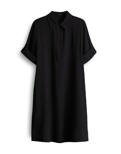 OPUS Damen Minikleid | Hemdblusenkleid WOMARA A-Linie mit feiner Rippstruktur Black, 44 von OPUS