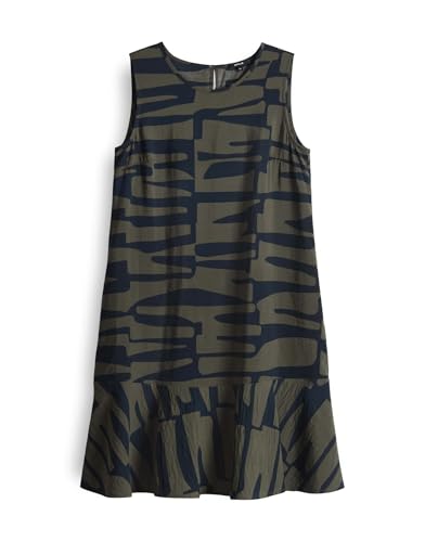 OPUS Damen Minikleid | Printkleid WENOLA Jungle mit angesetztem Volant Olive Leaf, 44 von OPUS