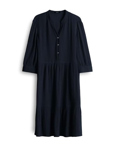 OPUS Damen Minikleid | Volantkleid WOLKA in weich fallender Crash-Optik Coal Blue, 44 von OPUS