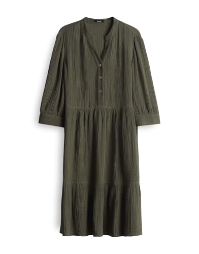 OPUS Damen Minikleid | Volantkleid WOLKA in weich fallender Crash-Optik Olive Leaf, 42 von OPUS