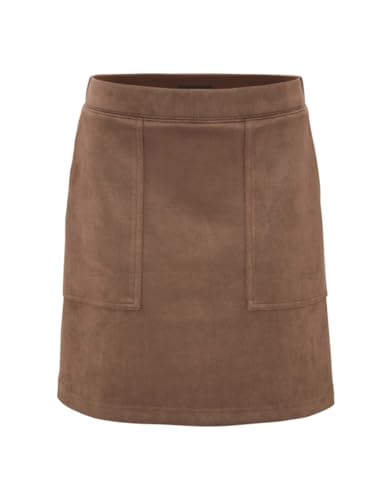 OPUS Damen Minirock | Minirock RELVINA A-Linie in Veloursleder-Optik Cocoa, 36 von OPUS
