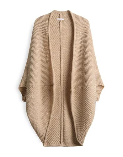 OPUS Damen Poncho/Cape | AMARYLLIS Strickcape mit Waffelstruktur macadamia, 0 von OPUS