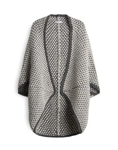 OPUS Damen Poncho/Cape | AMARYLLIS Strickcape mit zweifarbiger Waffelstruktur easy grey, 0 von OPUS