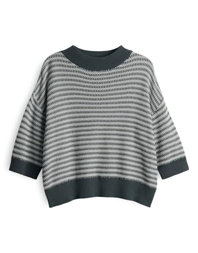 OPUS Damen Pullover | PEIPINA Regular mehrfarbiger Pullover aus BCI Cotton Mix deep Pine, M von OPUS