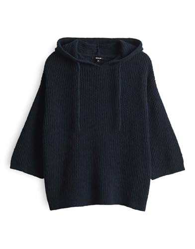 OPUS Damen Pullover | Strick Hoodie PADALIE Regular aus Reiner Baumwolle Coal Blue, 38 von OPUS