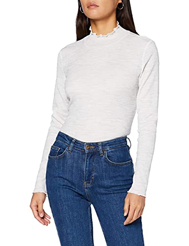 OPUS Damen Saskuna Langarmshirt, Hazy Fog Melange, 36 von OPUS