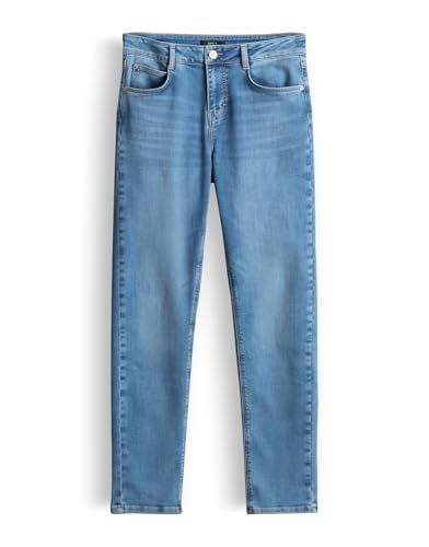 OPUS Damen Straight | Elana Straight Jeans aus BCI Cotton Mix Mid Rise Ocean Blue Washed, 40 L30 von OPUS