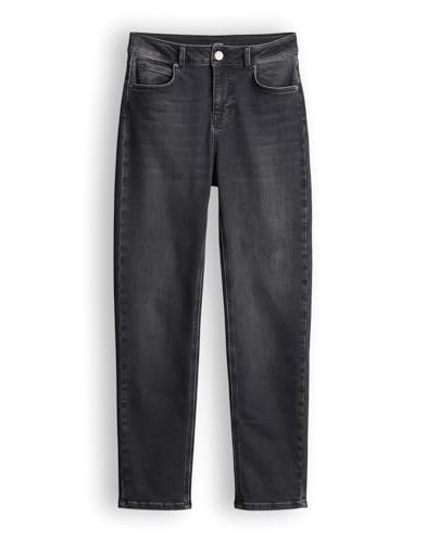 OPUS Damen Straight | Elana Straight Jeans aus BCI Cotton Mix Mid Rise mid Iconic Grey, 38 L28 von OPUS