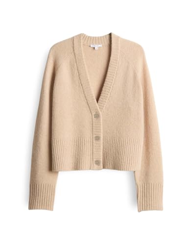 OPUS Damen Strickjacke | DASSI Regular Cardigan aus Alpaka Wollmix Macadamia, 38 von OPUS