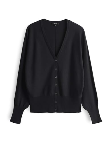 OPUS Damen Strickjacke | Feinstrickjacke DAUTLETA Batwing Fit aus Lyocell Mix Black, 36 von OPUS