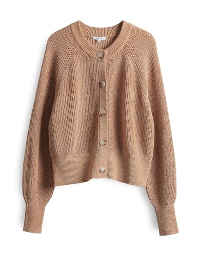 OPUS Damen Strickjacke | Strickjacke DOLPINE Regular mit Schimmer Effekt Creamy Camel, 42 von OPUS