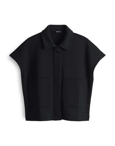 OPUS Damen Sweatjacke | GESY Loose Sweatweste mit XL Taschen Black, S von OPUS