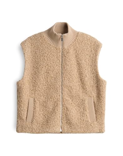 OPUS Damen Sweatjacke | GULUNI Regular Sweatweste in Bouclé Optik Macadamia, 36 von OPUS