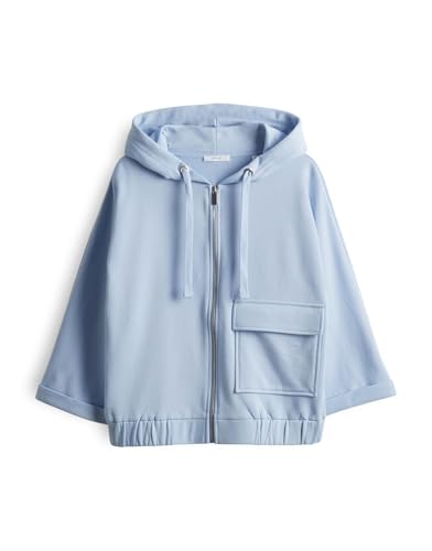 OPUS Damen Sweatjacke | Sweatjacke GUSA Batwing Fit aus Softer Baumwolle Oxford Blue, 38 von OPUS