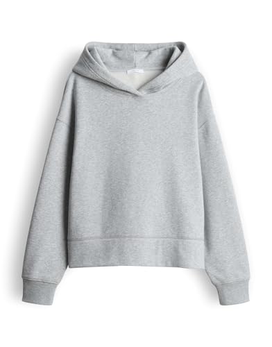 OPUS Damen Sweatshirt | GART Slit Loose Hoodie aus weicher Sweatware Hazy Fog Melange, 38 von OPUS