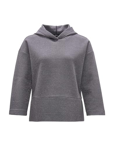 OPUS Damen Sweatshirt | Hoodie GLITTERO Loose aus schimmerndem Baumwoll Mix Graphite Glaze, 36 von OPUS