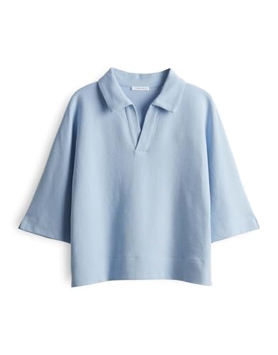 OPUS Damen Sweatshirt | Poloshirt GOLOS Boxy Fit aus weichem BCI Cotton Mix Oxford Blue, 44 von OPUS