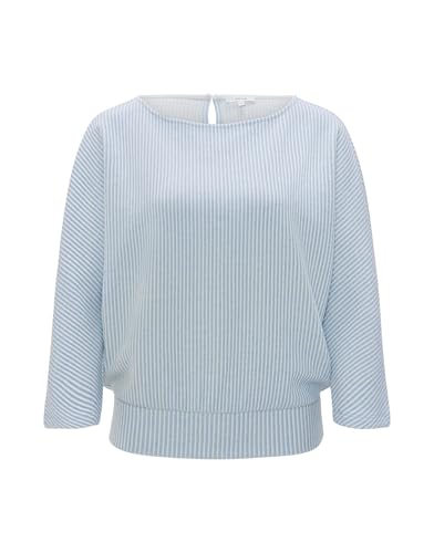 OPUS Damen Sweatshirt | Sweater GEIPEN Batwing Fit mit zweifarbiger Struktur Blue Salt, 40 von OPUS