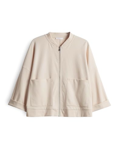 OPUS Damen Sweatshirt | Sweatjacke GOPTA Loose im angesagten Blouson Look Natural Glaze, 40 von OPUS