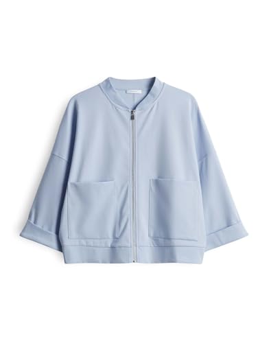 OPUS Damen Sweatshirt | Sweatjacke GOPTA Loose im angesagten Blouson Look Oxford Blue, 38 von OPUS