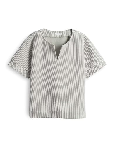 OPUS Damen Sweatshirt | Sweatshirt GEIKE Loose in zweifarbiger Rippstruktur Green Glow, 44 von OPUS