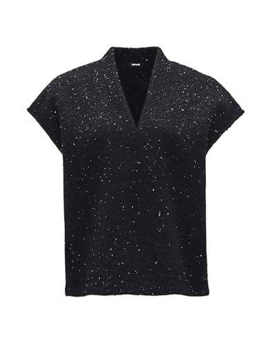 OPUS Damen Sweatshirt | Sweatshirt GLAMINA Regular in schimmernder Bouclé Optik Black, 38 von OPUS
