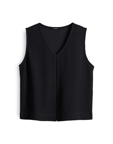 OPUS Damen Sweatshirt | Sweattop GOPICA Regular in Strickoptik Black, 42 von OPUS