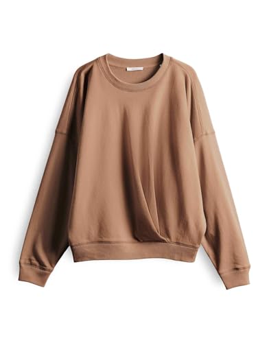 OPUS Damen Sweatshirt | Weicher Sweater Gowdie Oversize mit gebürsteter Oberfläche Creamy Camel, 38 von OPUS