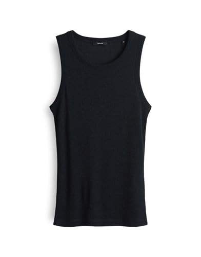 OPUS Damen Top | Geripptes Tanktop ILESSO Sparkle Slim mit Glitzer Effekt Coal Blue, 38 von OPUS