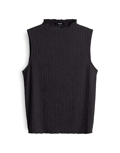 OPUS Damen Top | IDALA Slim Jerseytop in Crinkle Optik Midnight Brown, 40 von OPUS