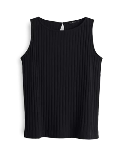 OPUS Damen Top | Jerseytop IPOMA Slit Regular in Rippstruktur Black, 36 von OPUS