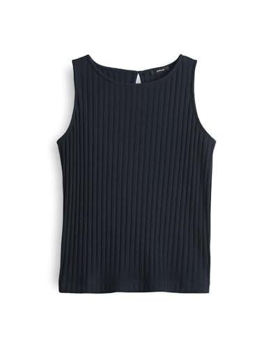 OPUS Damen Top | Jerseytop IPOMA Slit Regular in Rippstruktur Coal Blue, 40 von OPUS