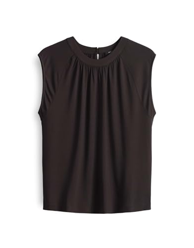 OPUS Damen Top | Jerseytop IRAFFI Regular mit femininer Kräuselung Midnight Brown, 36 von OPUS