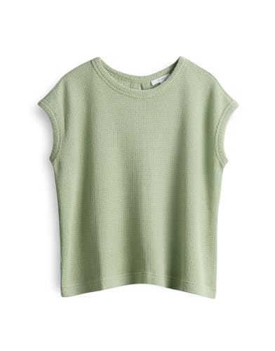 OPUS Damen Top | strukturiertes Jerseytop SPUNKI in Crochet Optik Green Glow, 44 von OPUS