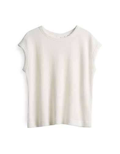 OPUS Damen Top | strukturiertes Jerseytop SPUNKI in Crochet Optik Milk, 44 von OPUS