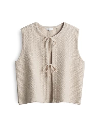 OPUS Damen Weste | Strickweste DEMILI mit Binde Detail natural glaze, S von OPUS