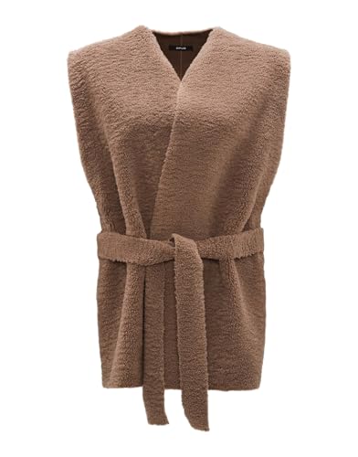 OPUS Damen Weste | Weste Asofta cape Loose aus flauschigem Teddyfell cocoa, 0 von OPUS