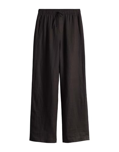 OPUS Damen Wide Leg Pants | Leinenhose MILENI Linen mit vorverlegter Seitennaht Midnight Brown, 42 von OPUS