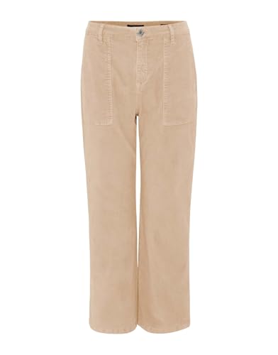 OPUS Damen Wide | Wide Cropped Pants MOKOTI Work High Rise aus Cord Macadamia, 40 L26 von OPUS