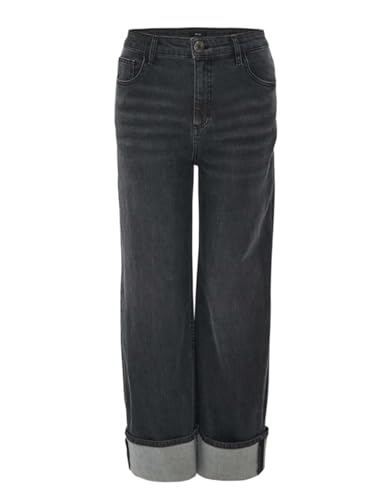 OPUS Damen Wide | Wide Leg Jeans Marli Turn UP High Rise Soft Authentic Grey, 42 L28 von OPUS