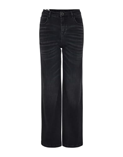 OPUS Damen Wide | Wide Leg Jeans MIVY High Rise mit Stretch-Anteil deep Black Washed, 38 L31 von OPUS