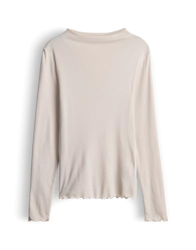 OPUS Damen Langarmshirt | SONINCHEN Slim Rippshirt aus weichem Jersey Ivory, 40 von OPUS
